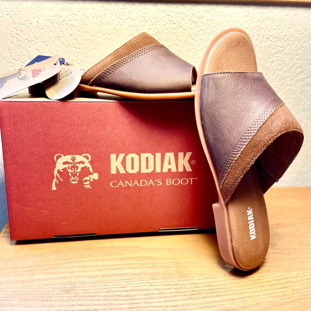 NIB-Kodiak Leather Slide Sandal